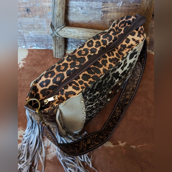 L. V. Inspired Fringed Handbag With Guitar Strap & Fringe - Picture 11 of 16